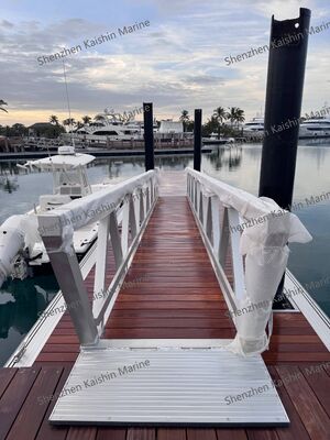 Marine Aluminum Gangway with 1.1m Height Handrails and WPC Decking for Floating Dock Pontoon Access